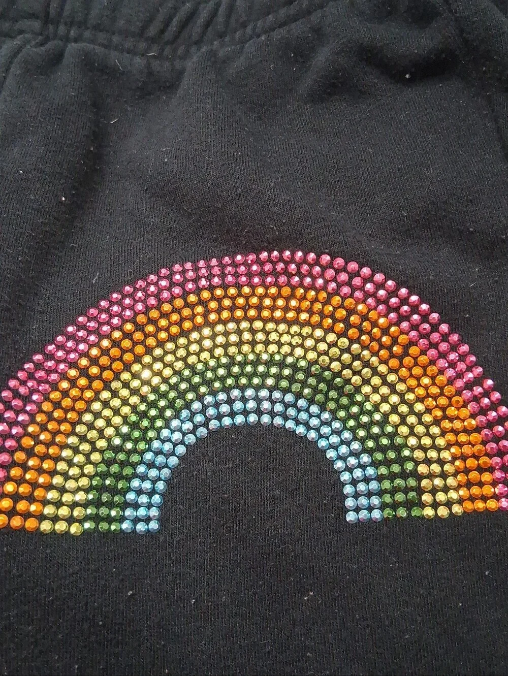 Super Soft Butter Girl's Joggers With A Rhinestone Rainbow    Size M
